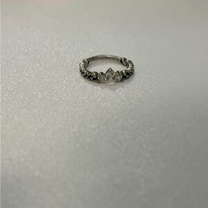 Pandora Silver Floral Ring with Clear Stones